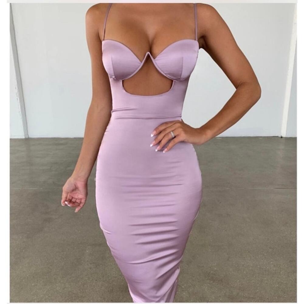 Oh Polly Lavender Satin Mini Dress